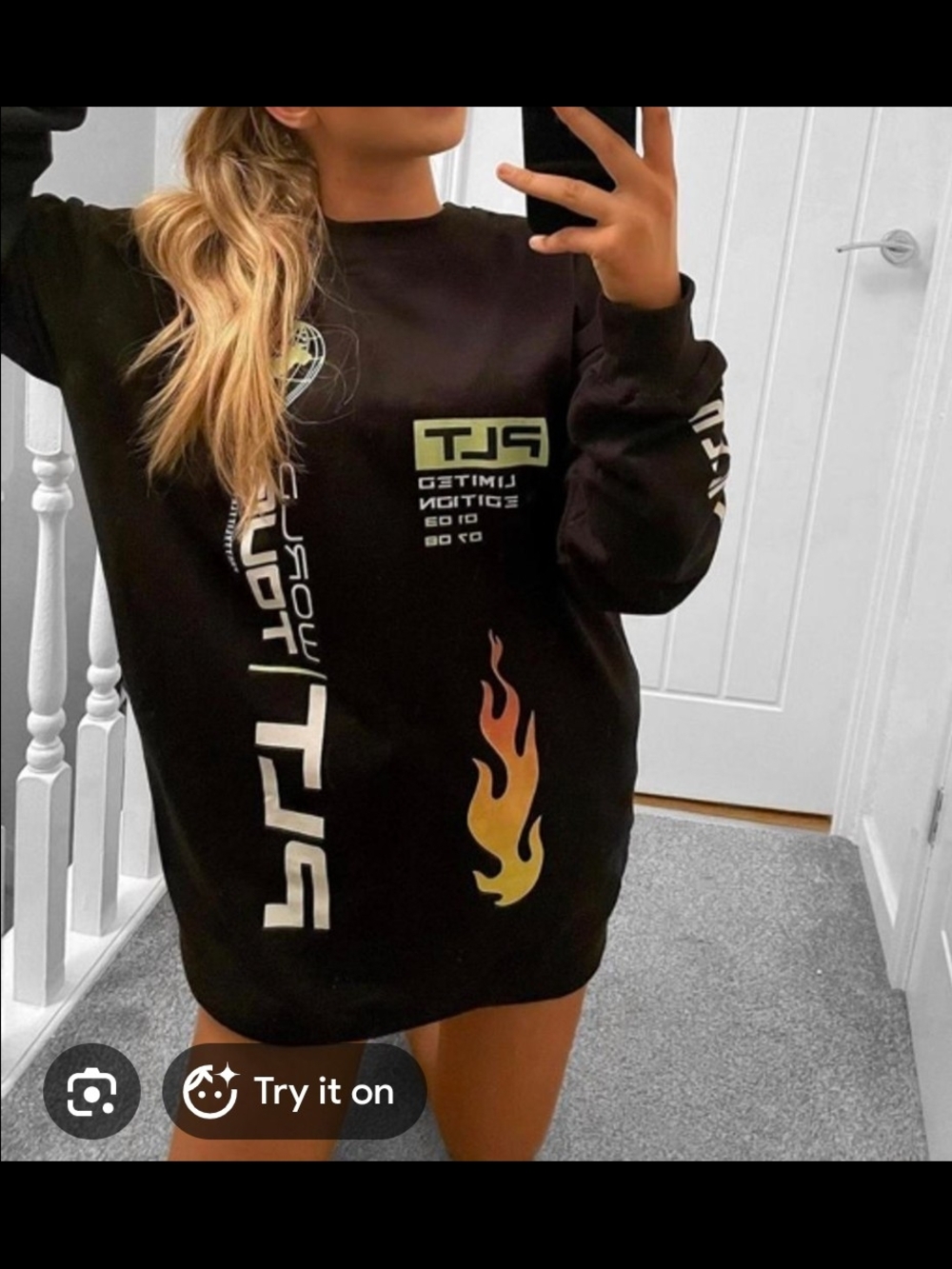 PrettyLittleThing Black Crewneck Sweatshirt with Graphic Detail